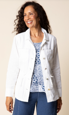 Habitat White Linen Blend Drawstring Jacket