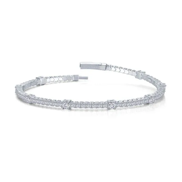 LAFONN Lab-Grown Diamond Flexible Tennis Bangle – Platinum-Bonded Sterling Silver
