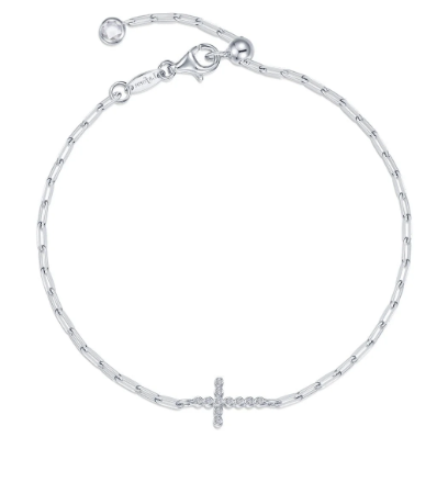 LAFONN Lab-Grown Diamond Cross Bracelet in Sterling Silver