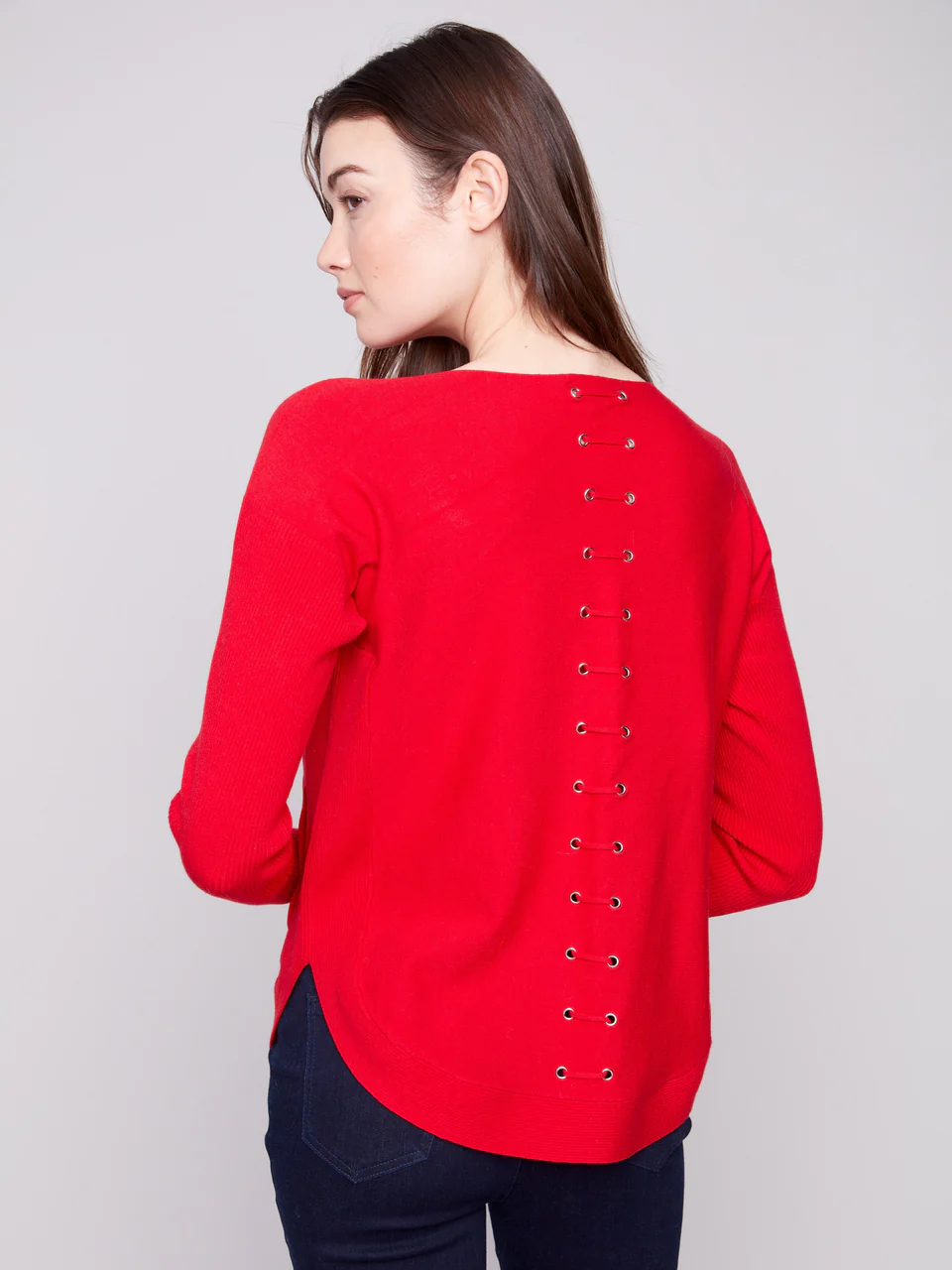 Red Soft Knit Sweater with Front Pockets – Lightweight Everyday Pullover