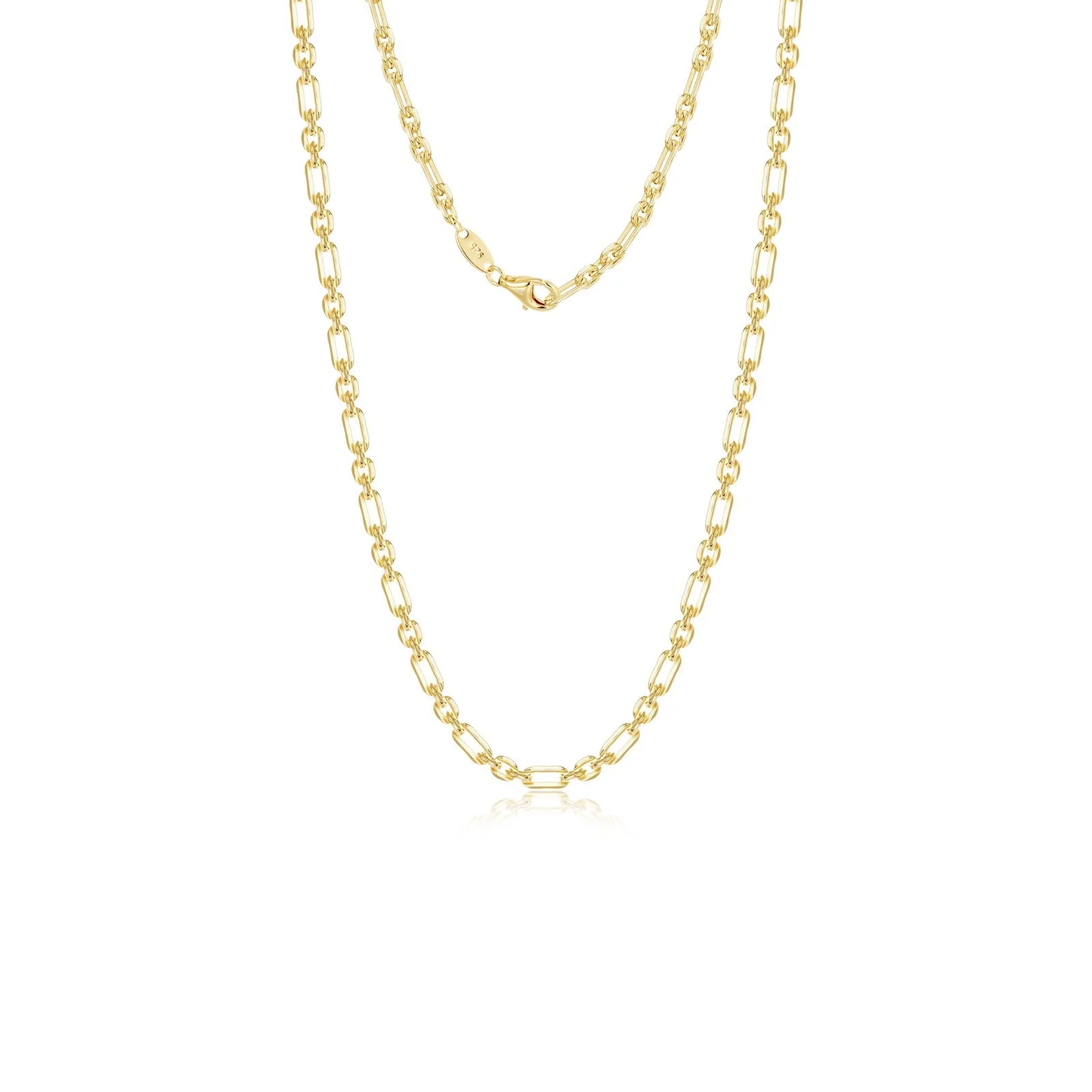 LAFONN Gold-Plated Elongated Link Chain Necklace | Modern Lab-Grown Diamond Simulated Luxury (20")