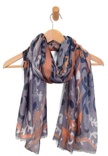 Modern Gray Abstract Floral Lightweight Scarf – Elegant All-Season Pashmina Wrap