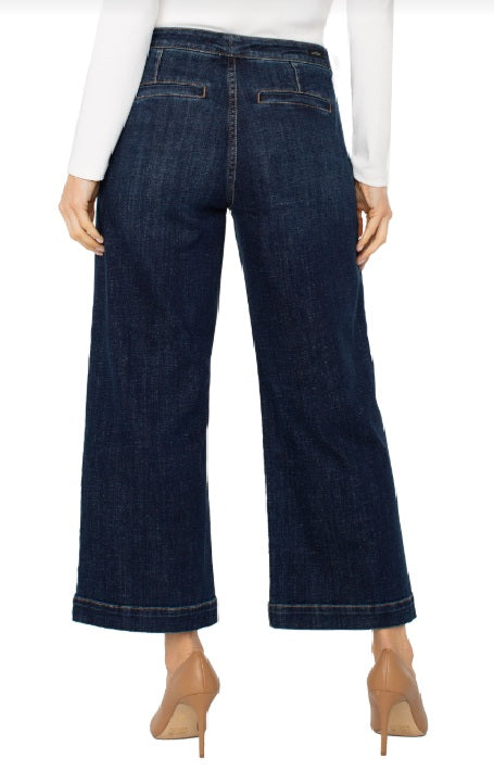 Liverpool Stride Wide Leg Jeans with Trouser Details – Dark Indigo