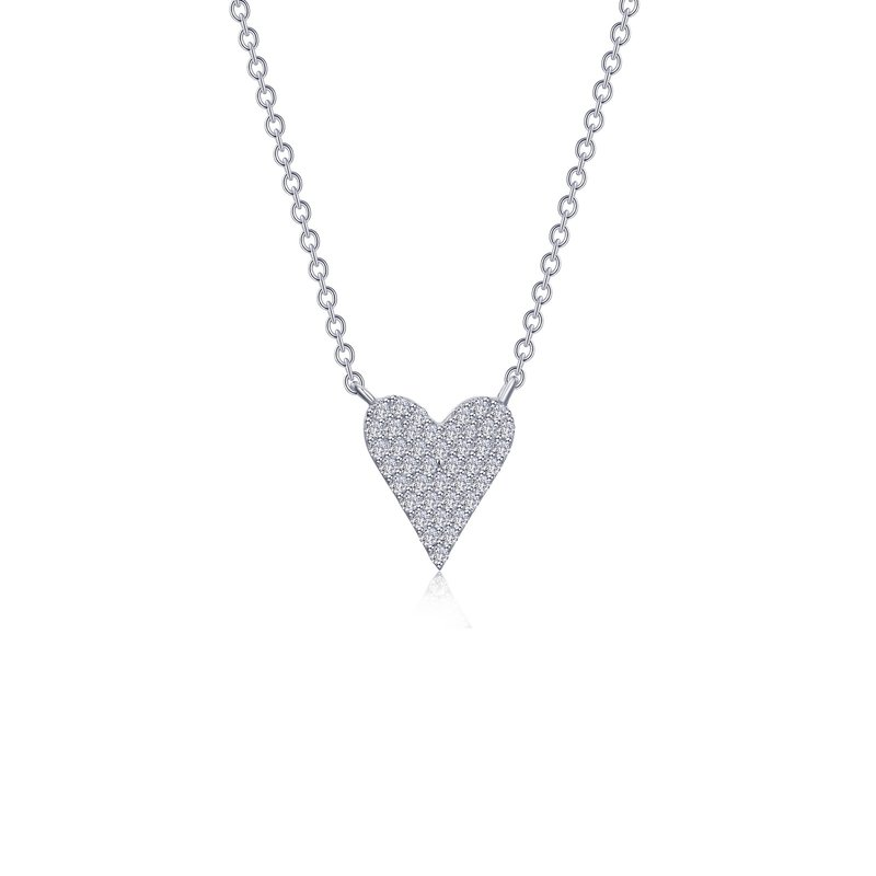 LAFONN Pavé Heart Necklace in Sterling Silver | Lab-Grown Diamond Simulated Pendant
