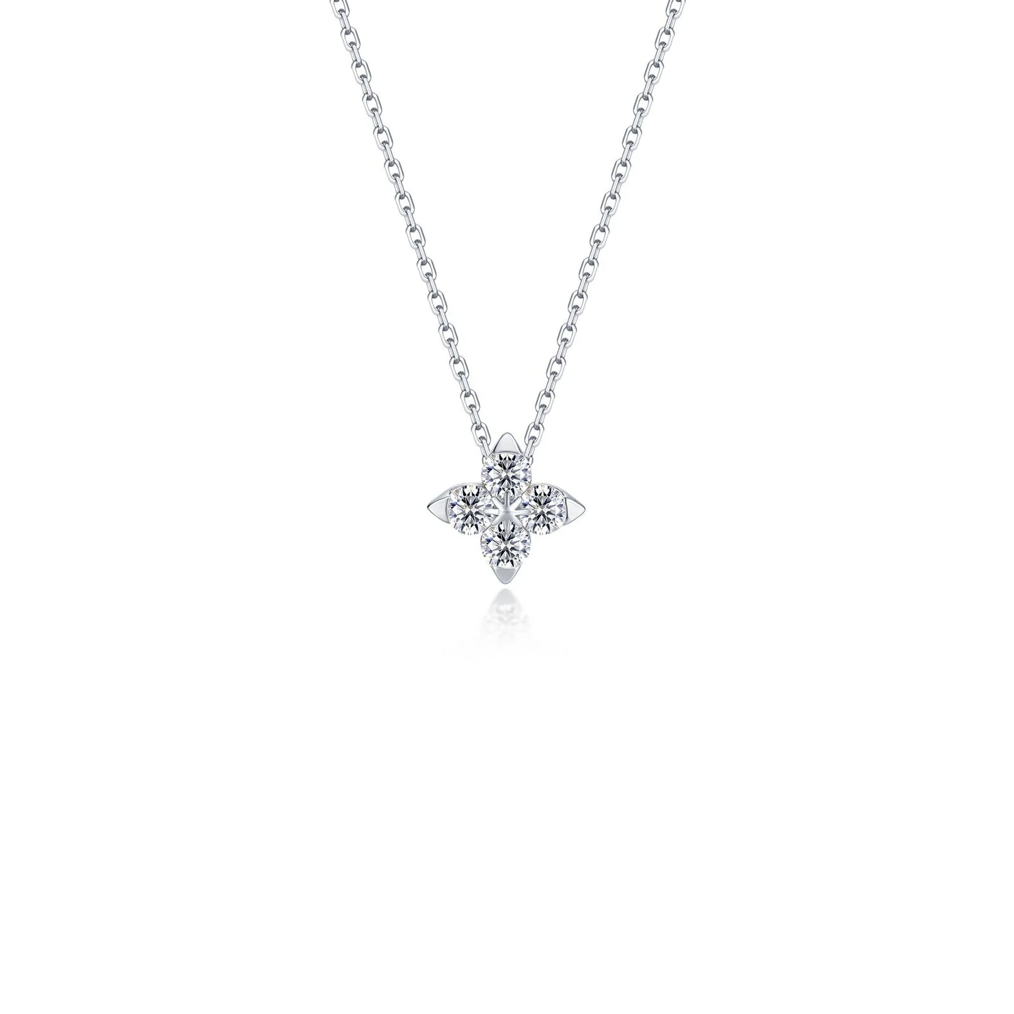 LAFONN Sterling Silver Flower Pendant Necklace | Lab-Grown Diamond Simulated Charm (18")
