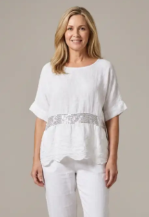Serene Sequin Stripe Linen Blouse – Relaxed Coastal Chic