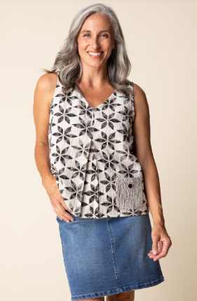 Habitat Beige & Black Floral Print Sleeveless Tank Top