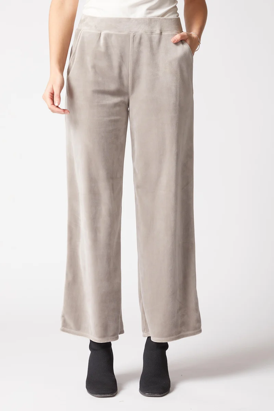 Latte Velour Wide-Leg Pant – Soft Pull-On Lounge Bottom