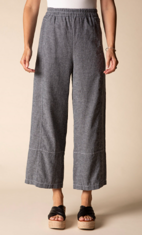 Habitat Linen Blend Wide Leg Crop Pants – Relaxed Pull-On Trousers in Black