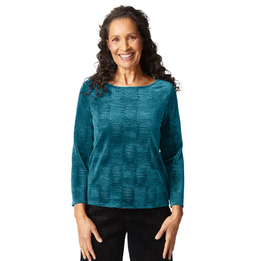 Juniper Textured Crinkle Knit Top – Elegant Long Sleeve Essential