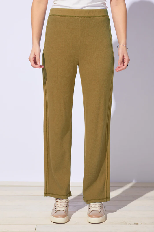 Escape Willow Green Stretch Knit Pull-On Straight-Leg Pants