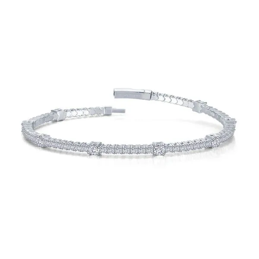 LAFONN Lab-Grown Diamond Flexible Tennis Bangle in Platinum-Bonded Sterling Silver