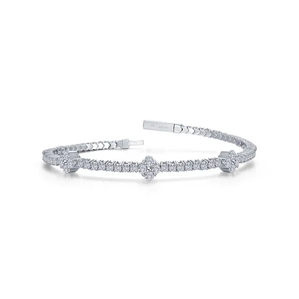 LAFONN Lab-Grown Diamond Good Luck Station Flexible Tennis Bangle in Platinum-Bonded Sterling Silver