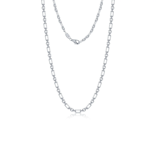 LAFONN Sterling Silver Elongated Link Chain Necklace | Modern Luxury, Lab-Grown Diamond Inspired Design (20")