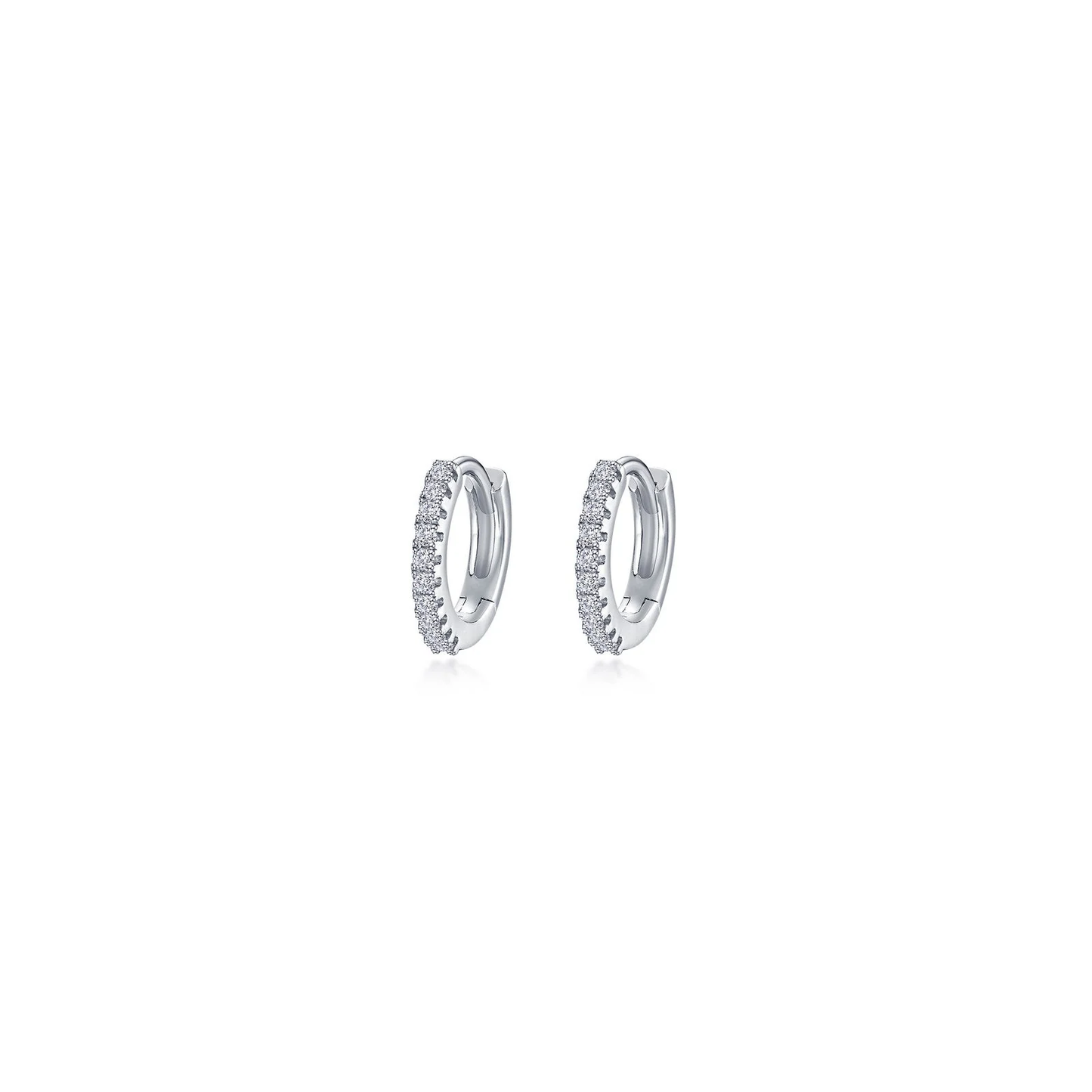 LAFONN Sterling Silver Pavé Huggie Earrings | Lab-Grown Diamond Simulated 11mm Hoops
