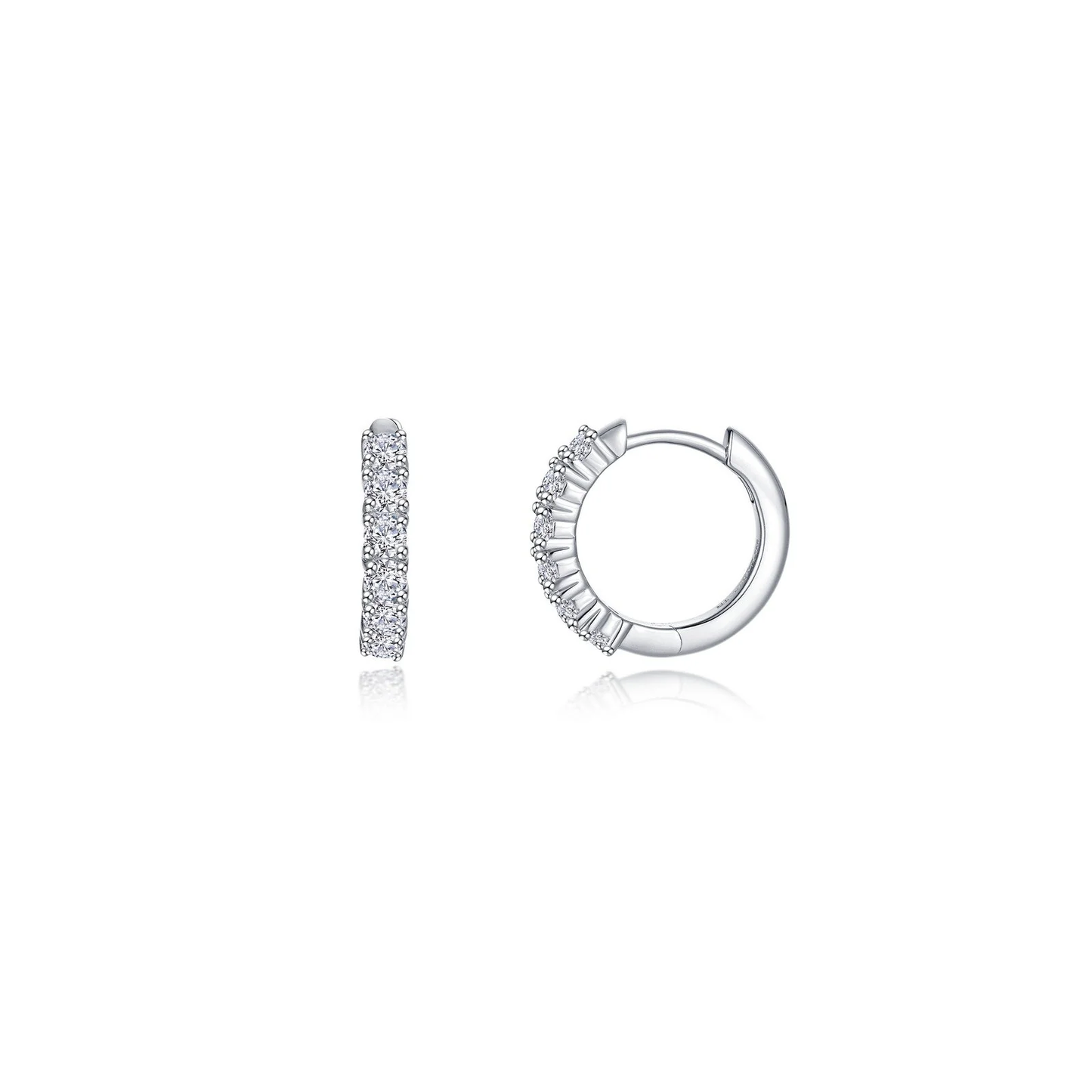 LAFONN Sterling Silver Pavé Huggie Earrings | Lab-Grown Diamond Simulated Small Hoops