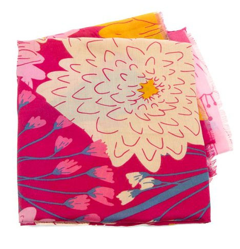 Fuchsia Floral Lightweight Scarf – Vibrant Garden Print Soft Wrap