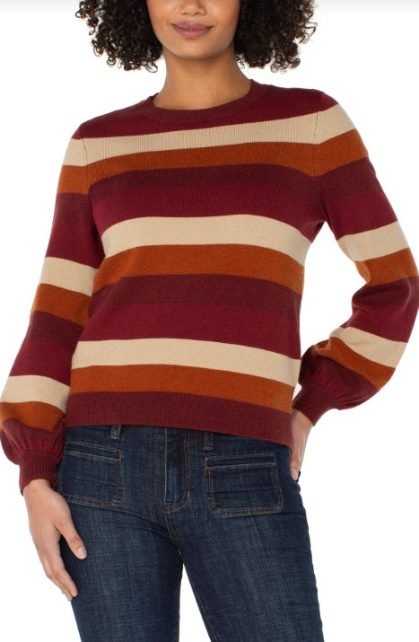 Liverpool Striped Long-Sleeve Sweater – Cozy Fall & Holiday Knit