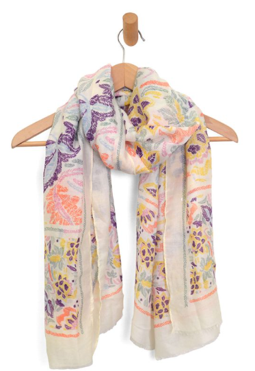 Multi Floral Lightweight Scarf – Soft Pastel Boho Wrap