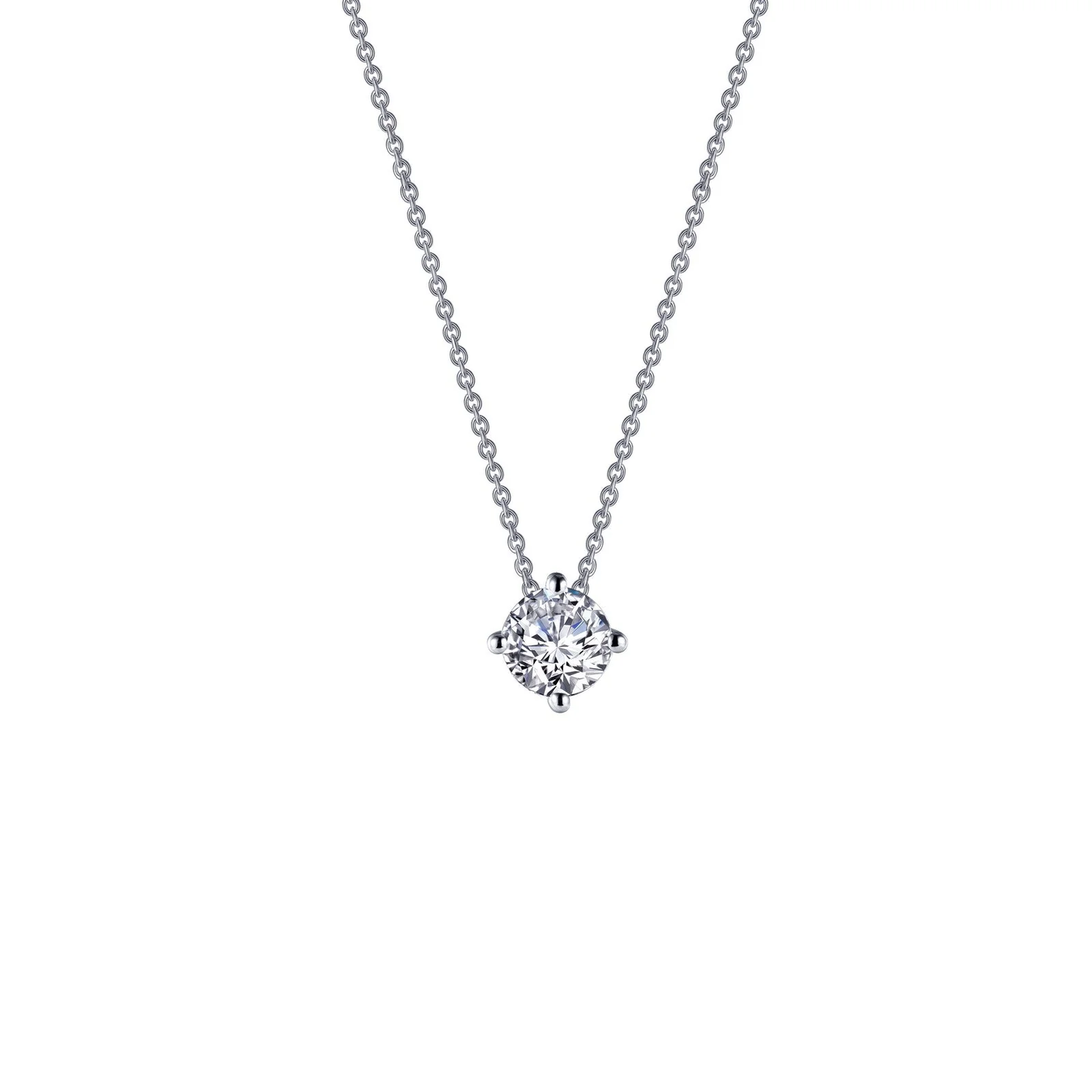 LAFONN Sterling Silver Solitaire Necklace with Round Lab-Grown Diamond (20")