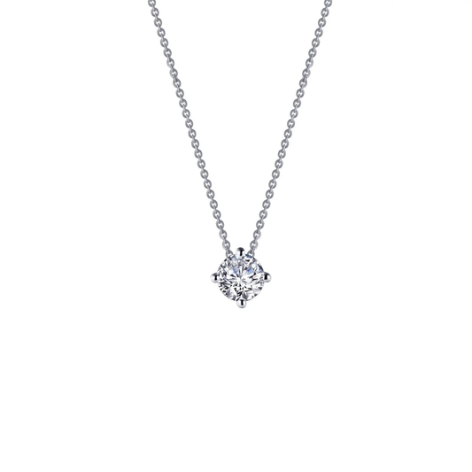 LAFONN Sterling Silver Solitaire Necklace with Round Lab-Grown Diamond (20")