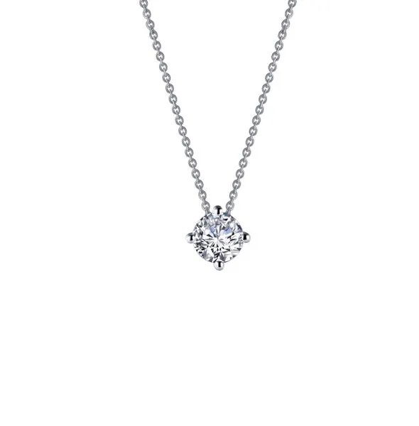 LAFONN Round Lab-Grown Diamond Solitaire Necklace in Platinum-Bonded Silver