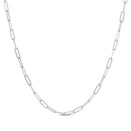 LAFONN Paperclip Link Necklace in Platinum-Bonded Sterling Silver – Modern Luxury Chain