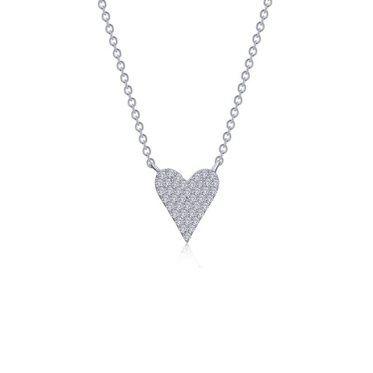 LAFONN Pavé Heart Necklace in Sterling Silver | Lab-Grown Diamond Simulated Pendant