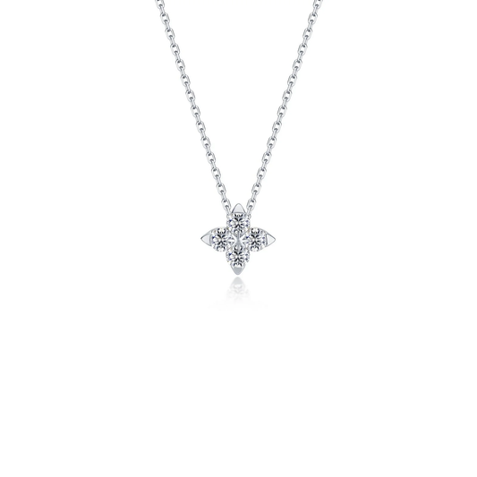 LAFONN Sterling Silver Flower Pendant Necklace | Lab-Grown Diamond Simulated Charm (18")