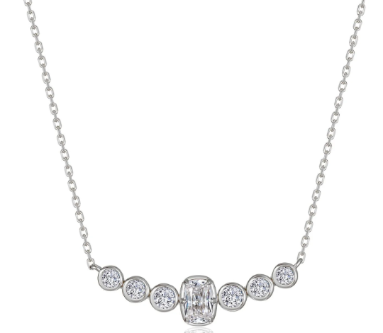 LAFONN Emerald-Cut Lab-Grown Diamond Multi-Stone Necklace | Sterling Silver
