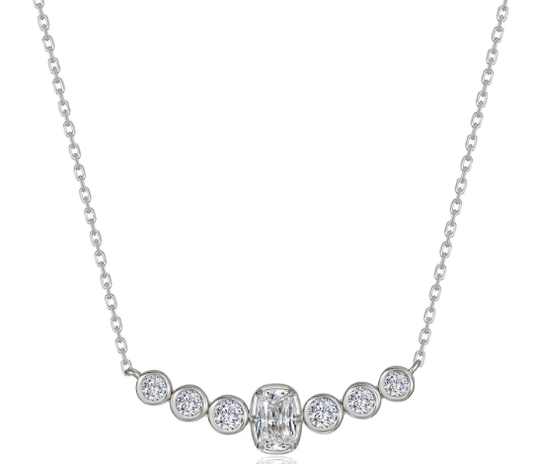 LAFONN Emerald-Cut Lab-Grown Diamond Multi-Stone Necklace | Sterling Silver