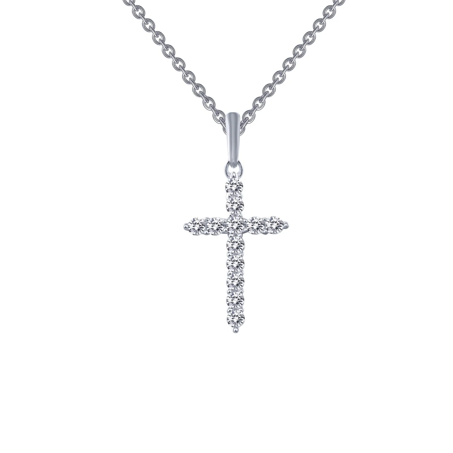 LAFONN Sterling Silver Lab-Grown Diamond Cross Pendant Necklace | Classic 18"