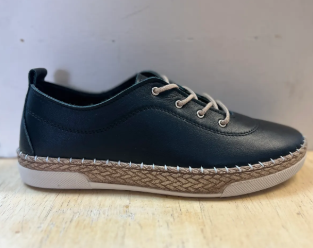 Black Lace-Up Sneakers – Lightweight Artisan Walking Shoes