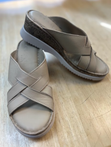 Everly Crisscross Leather Comfort Wedge Slide Sandals